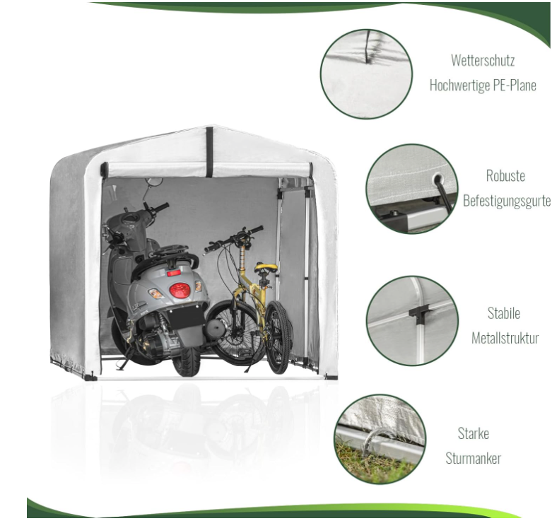 SoBuy | Foliengerätehaus | Gerätehaus | Gartenschuppen Garagenzelt Silber | KLS11-L