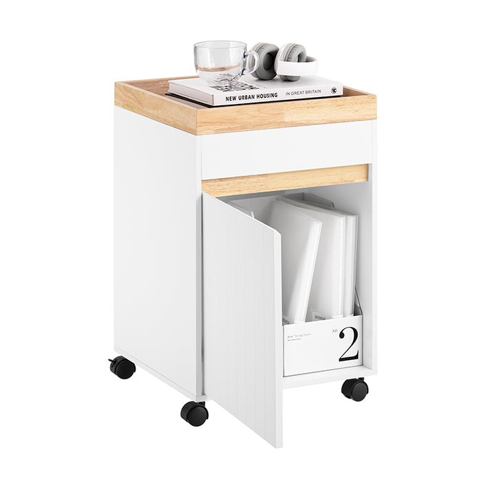 SoBuy | Contenitore con rotelle | Carrello da ufficio | Tavolino d'appoggio | Carrello portadocumenti | Supporto per stampante | ASK03-W
