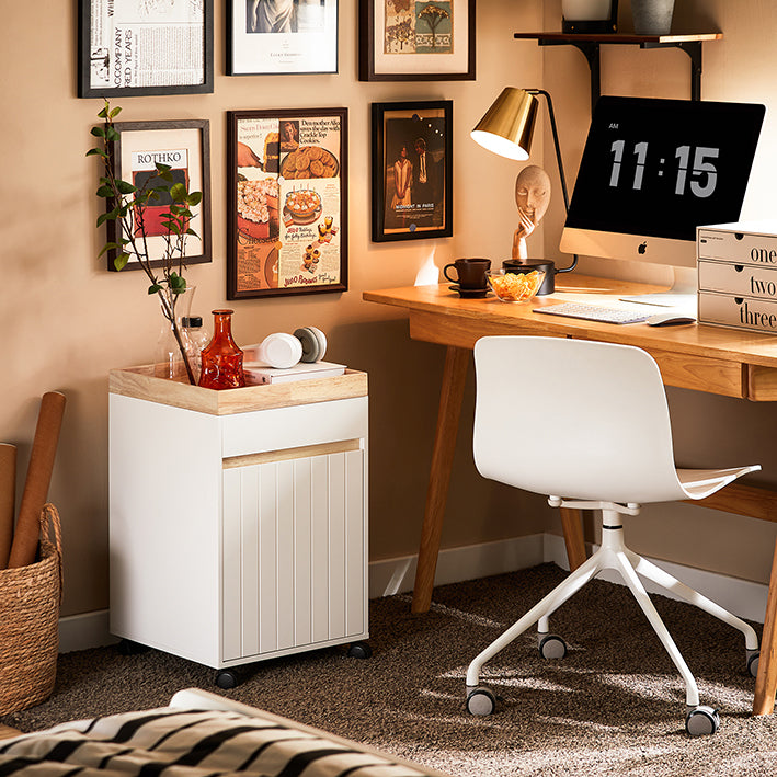 SoBuy | Caisson mobile | Chariot de bureau | Table d'appoint | Chariot de classement | Support d'imprimante | ASK03-W