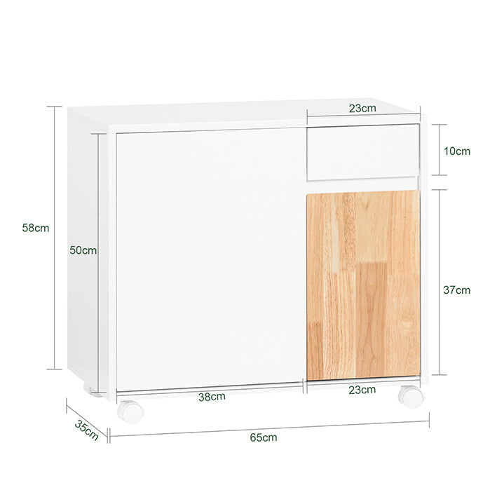 SoBuy | Tavolino da divano con rotelle | comodino | Tavolino | Carrello portaoggetti | Bianco/Naturale | ASK04-WN