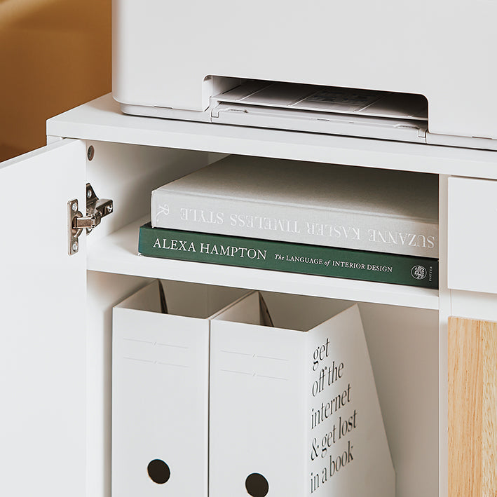 SoBuy | Table d'appoint roulante | Table de chevet | Table basse | Chariot de classement | Blanc/Naturel | ASK04-WN