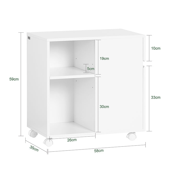 SoBuy | Armadietto Classificatore | Armadietto da Archivio Mobile | Tavolino per Stampante | Contenitore Mobile con Ruote | Bianco | ASK05-W