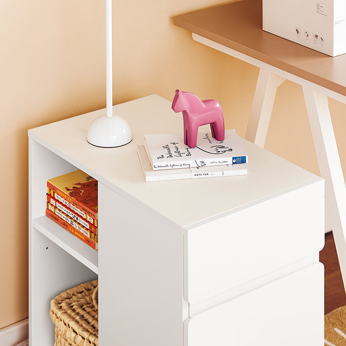 SoBuy | Classeur | Chariot à dossiers | Meuble imprimante | Caisson de bureau à roulettes | Blanc | ASK05-W