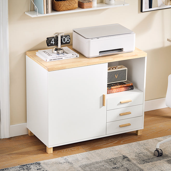 SoBuy | Tavolo per stampante | Classificatore | Credenza | Mobile contenitore | Bianco-Naturale | ASK07-WN