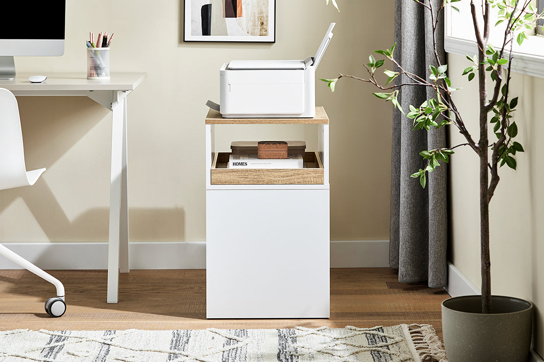 SoBuy | Table de chevet | Table d'appoint | Armoire de classement | Armoire de bureau | ASK08-WN