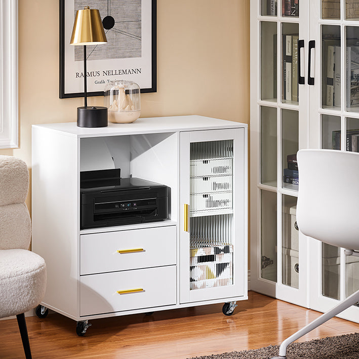 SoBuy | Credenza su ruote | Carrello da cucina | Mobile per microonde | Armadietto contenitore | ASK09-W