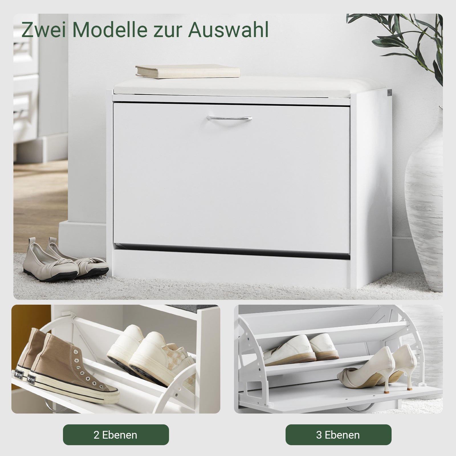 SoBuy | Meuble à chaussures | Banc à chaussures avec étagère intégrée | Blanc | FSR16-W