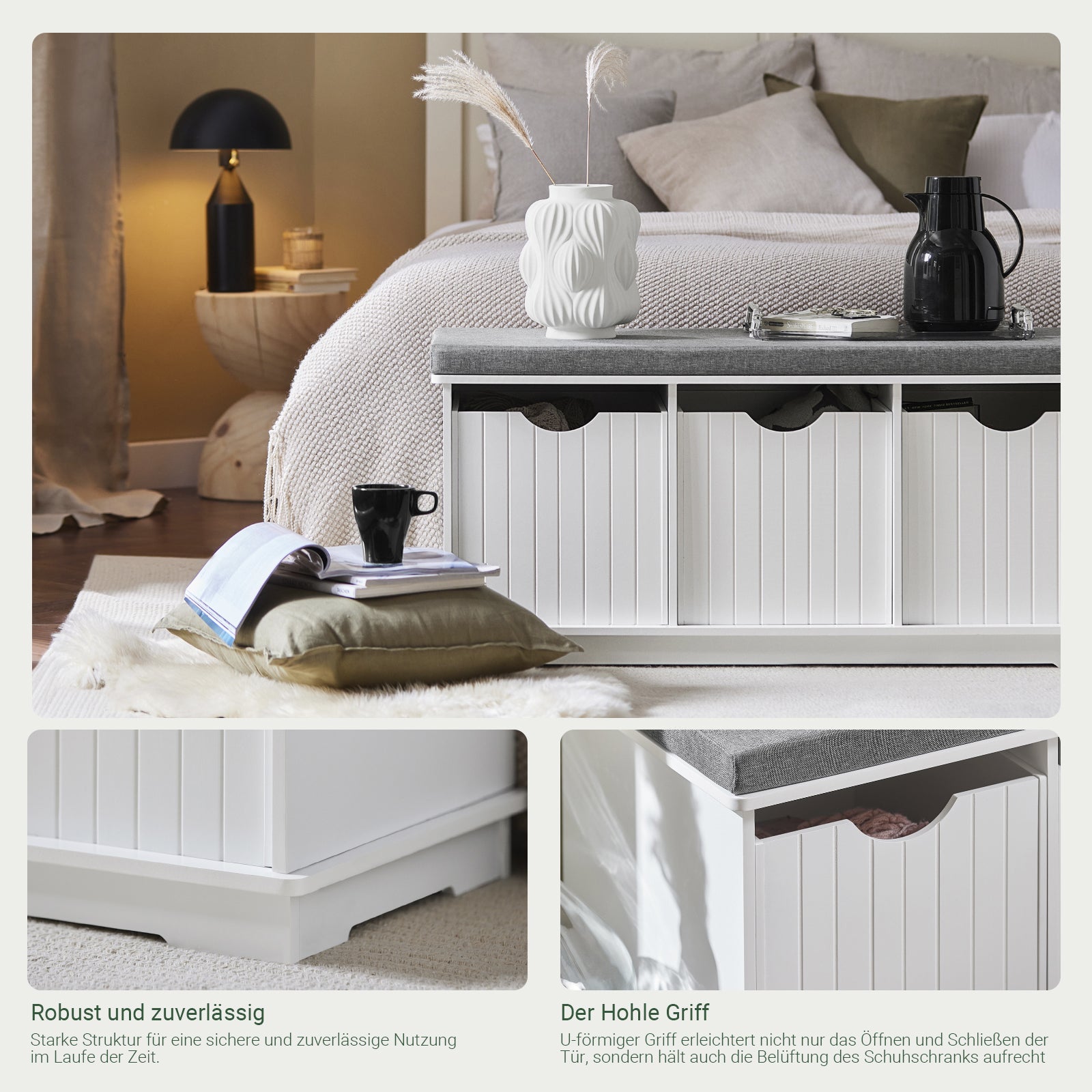 SoBuy | Banc avec siège | Coffre à jouets | Coffre de rangement blanc | FSR30-W