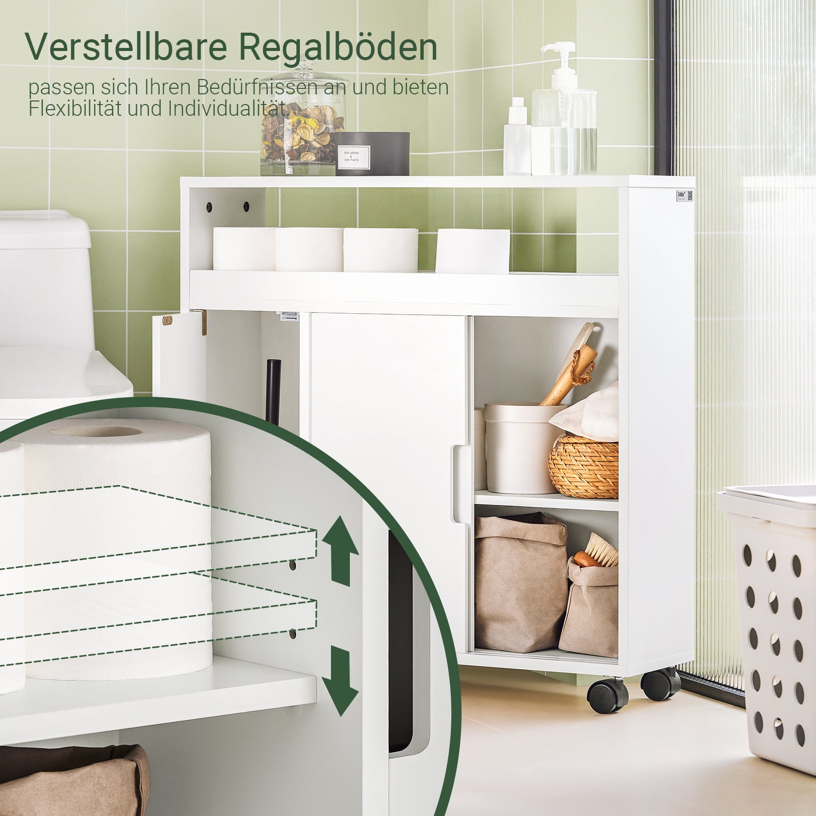 SoBuy | Chariot de salle de bain | Meuble de rangement | Meuble de salle de bain blanc | BZR02-W