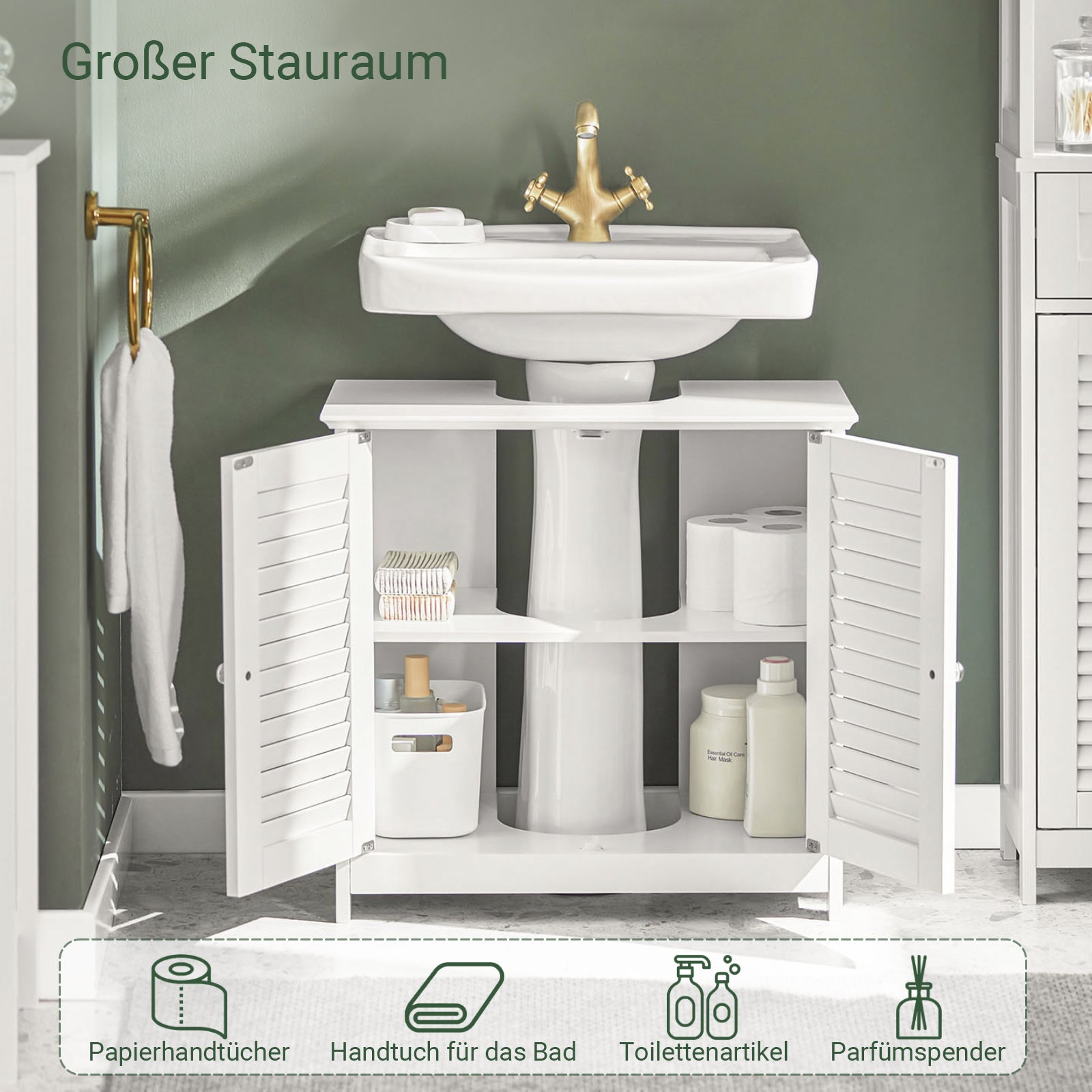 SoBuy | Meuble-lavabo | Armoire de salle de bain blanche | FRG237-II-W