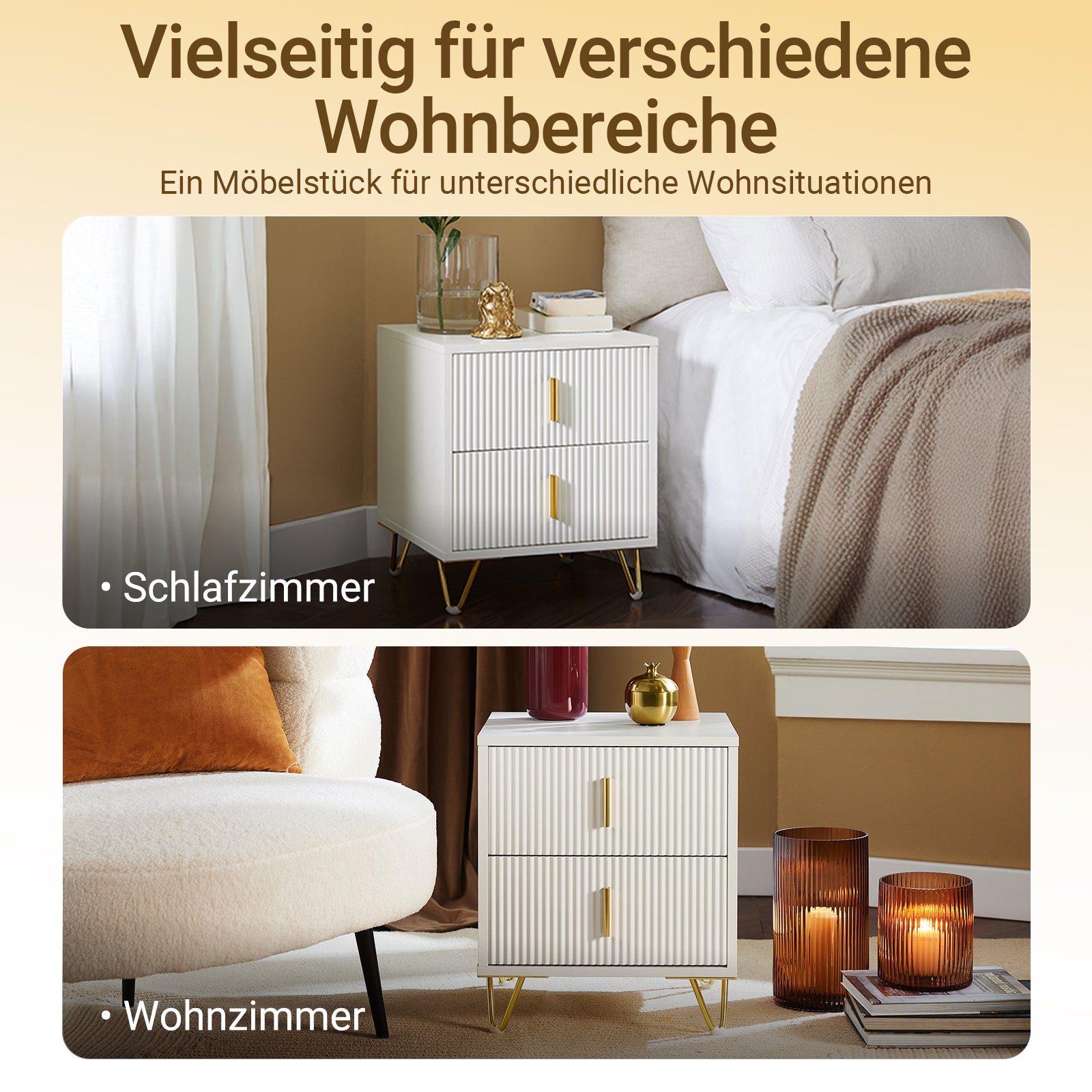SoBuy | Nachttisch mit 2 Schubladen | Sofatisch | Beistelltisch | Weiß | FBT115-W