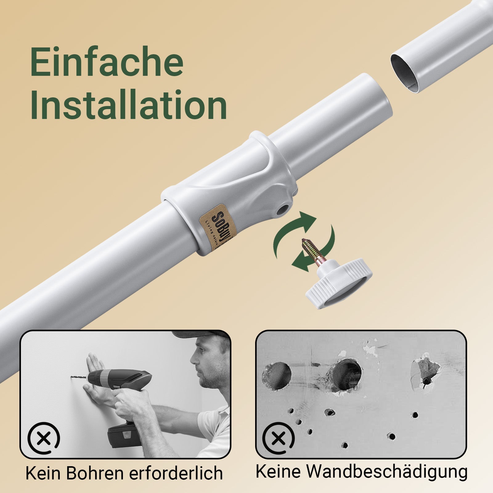 SoBuy | Asta Appendini Telescopica | Sistema Guardaroba | Sistema di Scaffalature | FRG109-II-HG