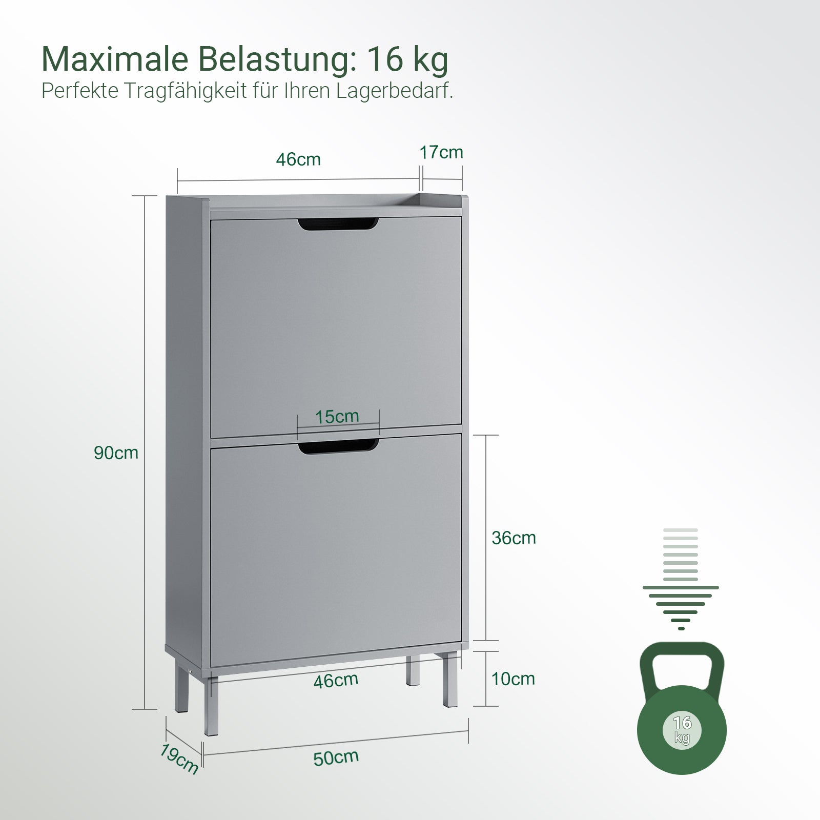 SoBuy | Meuble à chaussures à 2 portes | Armoire à chaussures | Coffre à chaussures | Gris clair | FSR151-HG