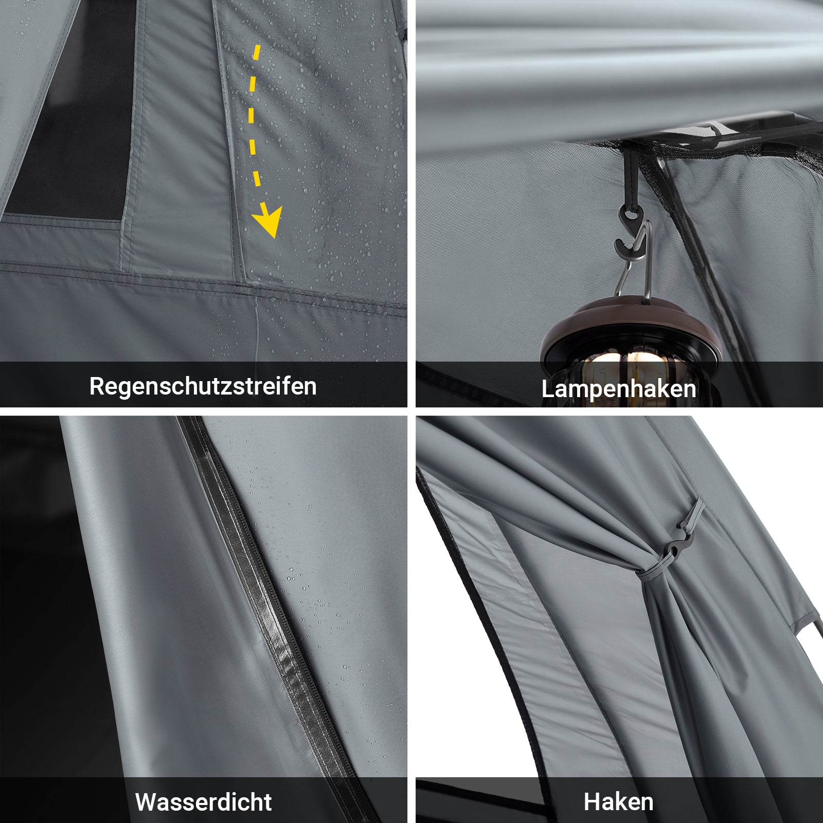 SoBuy | Tenda da campeggio 7in1 | 2 persone | Outdoor | Brandina Grigio Chiaro | 193x188x145cm | OGS32-L-HG