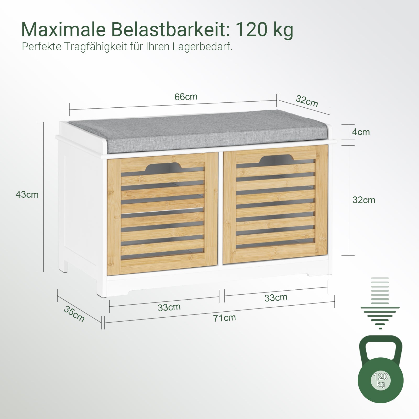SoBuy | Scarpiera con sedile | Panca contenitore con 2 ante | Cassapanca portadocumenti | Bianco-Naturale | FSR23-II-WN
