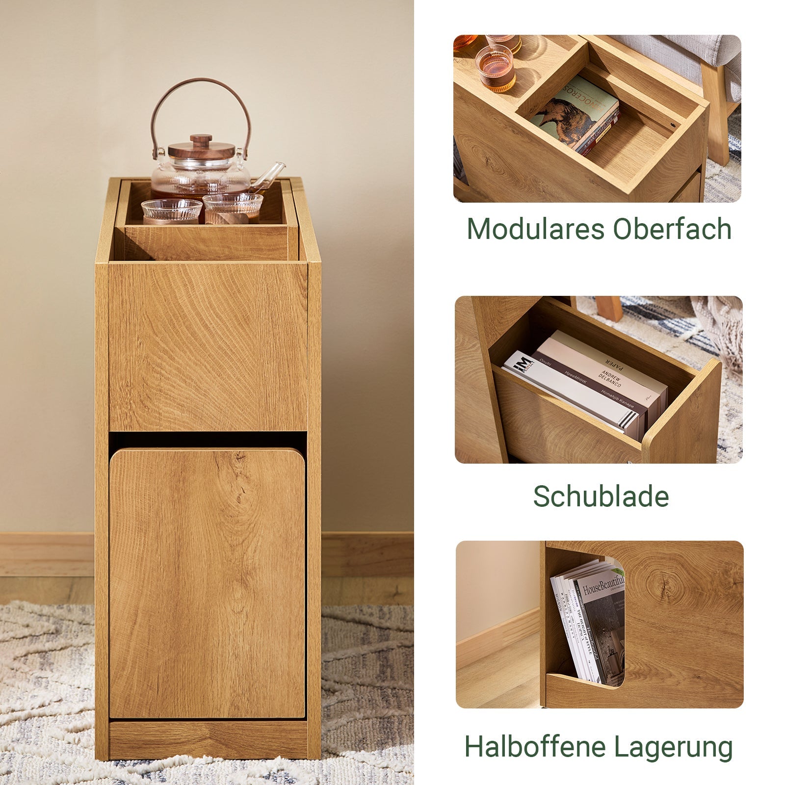 SoBuy | Comodino | Tavolino | Tavolino da divano | Mobiletto per ufficio naturale | FBT158-N