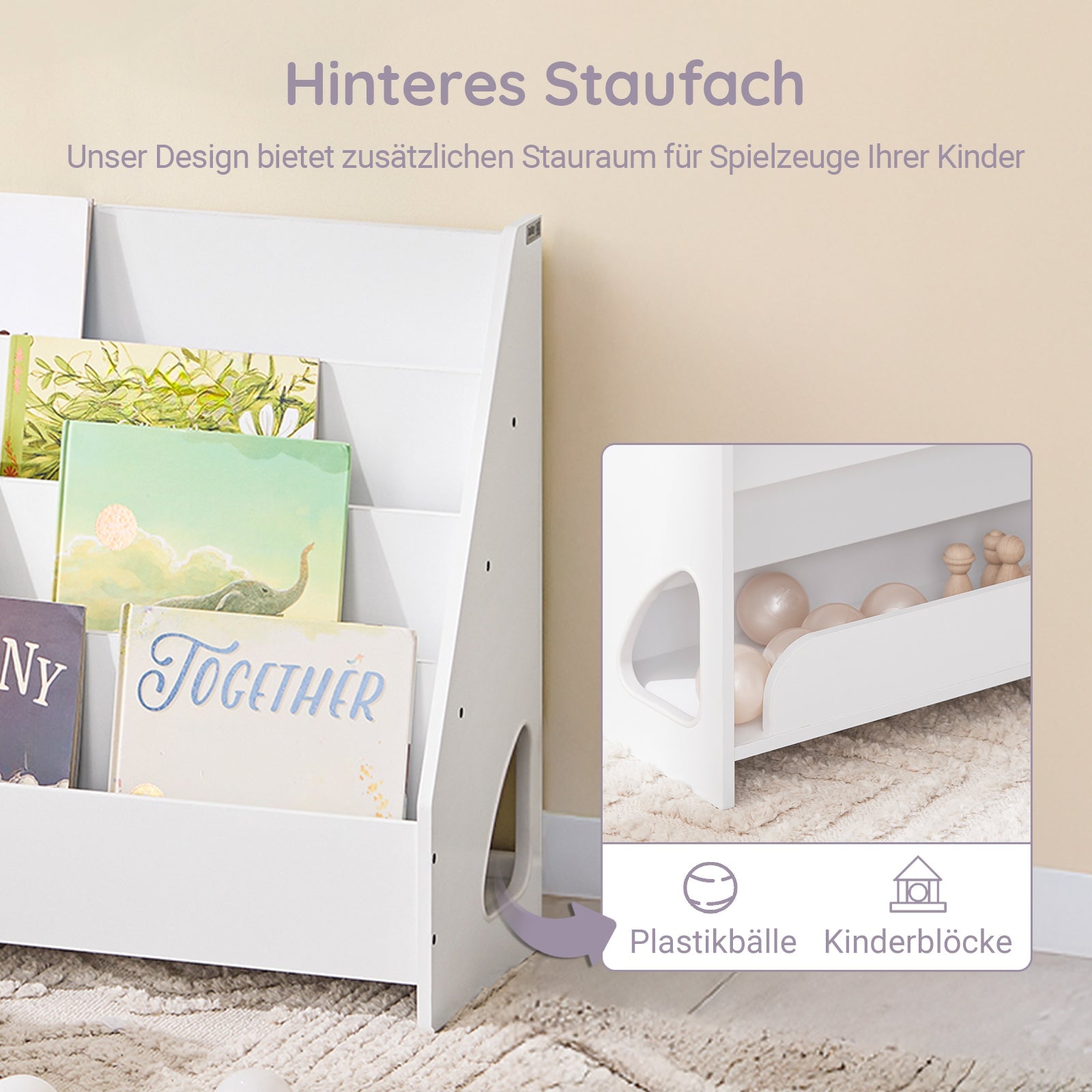 SoBuy | Étagère à livres pour enfants | Blanc | 70x60x30cm | KMB32-K-W