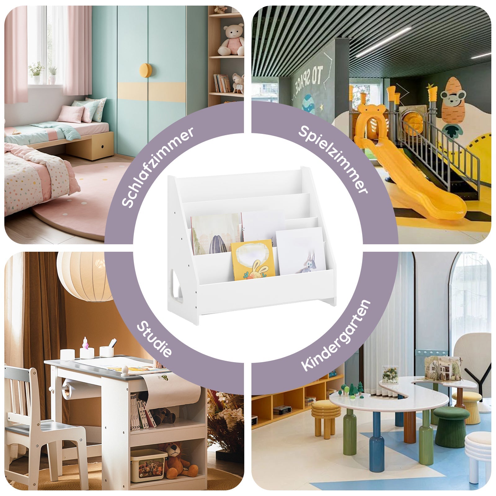 SoBuy | Étagère à livres pour enfants | Blanc | 70x60x30cm | KMB32-K-W