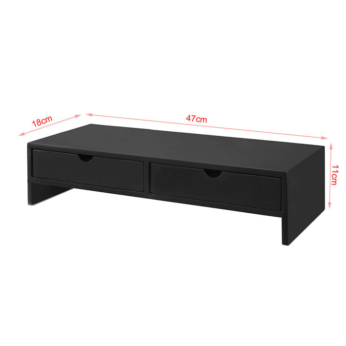 SoBuy | Rialzo per Monitor | Supporto Monitor con Cassetti | Nero | BBF02-SCH