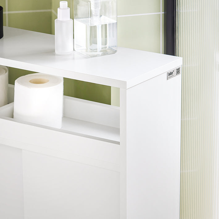 SoBuy | Meuble de Rangement à Roulettes | Colonne de Rangement Salle de Bain | Meuble de Salle de Bain Blanc | BZR02-W