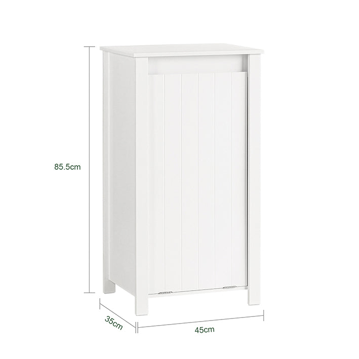 SoBuy | Mobile lavanderia con sacco portabiancheria pieghevole | Mobile da bagno salvaspazio | Cesto portabiancheria | Bianco | BZR100-W
