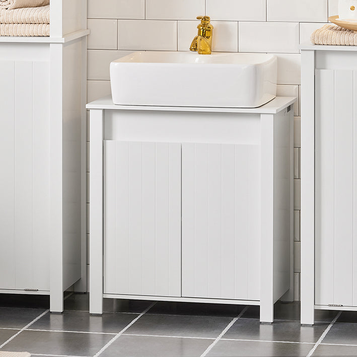 SoBuy | Meuble-lavabo | Armoire de salle de bain | Lavabo | Blanc | BZR101-W