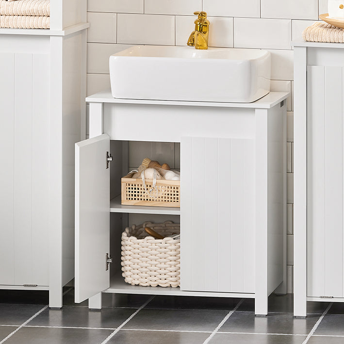 SoBuy | Meuble-lavabo | Armoire de salle de bain | Lavabo | Blanc | BZR101-W