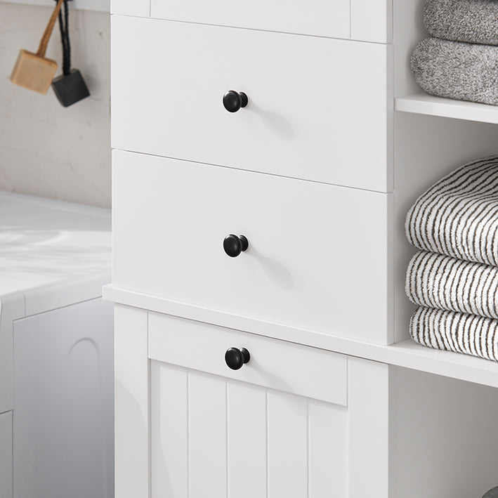 SoBuy | Colonne de salle de bain | avec panier à linge intégré | Meuble de salle de bain | Étagère de salle de bain | Blanc | BZR104-W