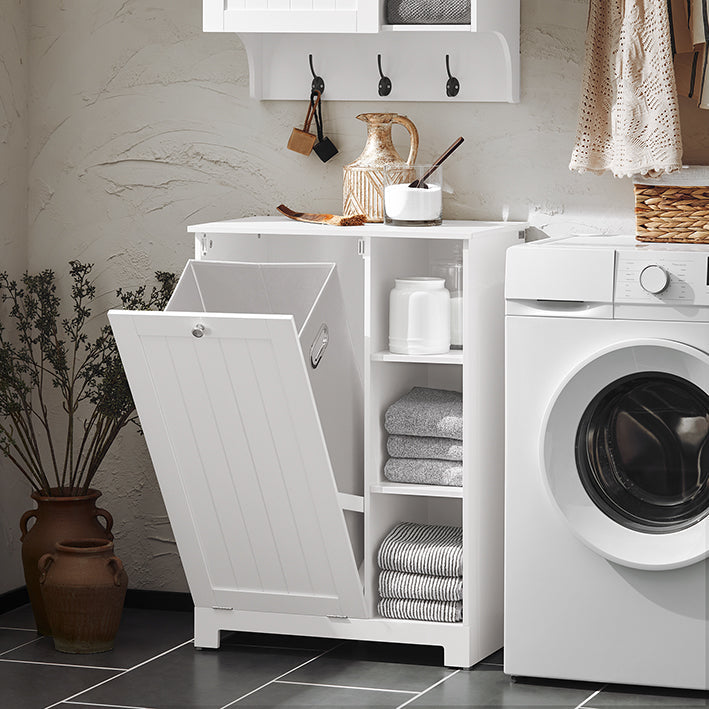 SoBuy | Armadio portabiancheria con sacco | Portabiancheria | Bianco | BZR105-W