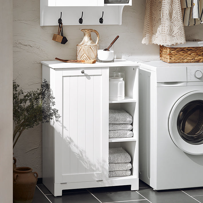 SoBuy | Armadio portabiancheria con sacco | Portabiancheria | Bianco | BZR105-W
