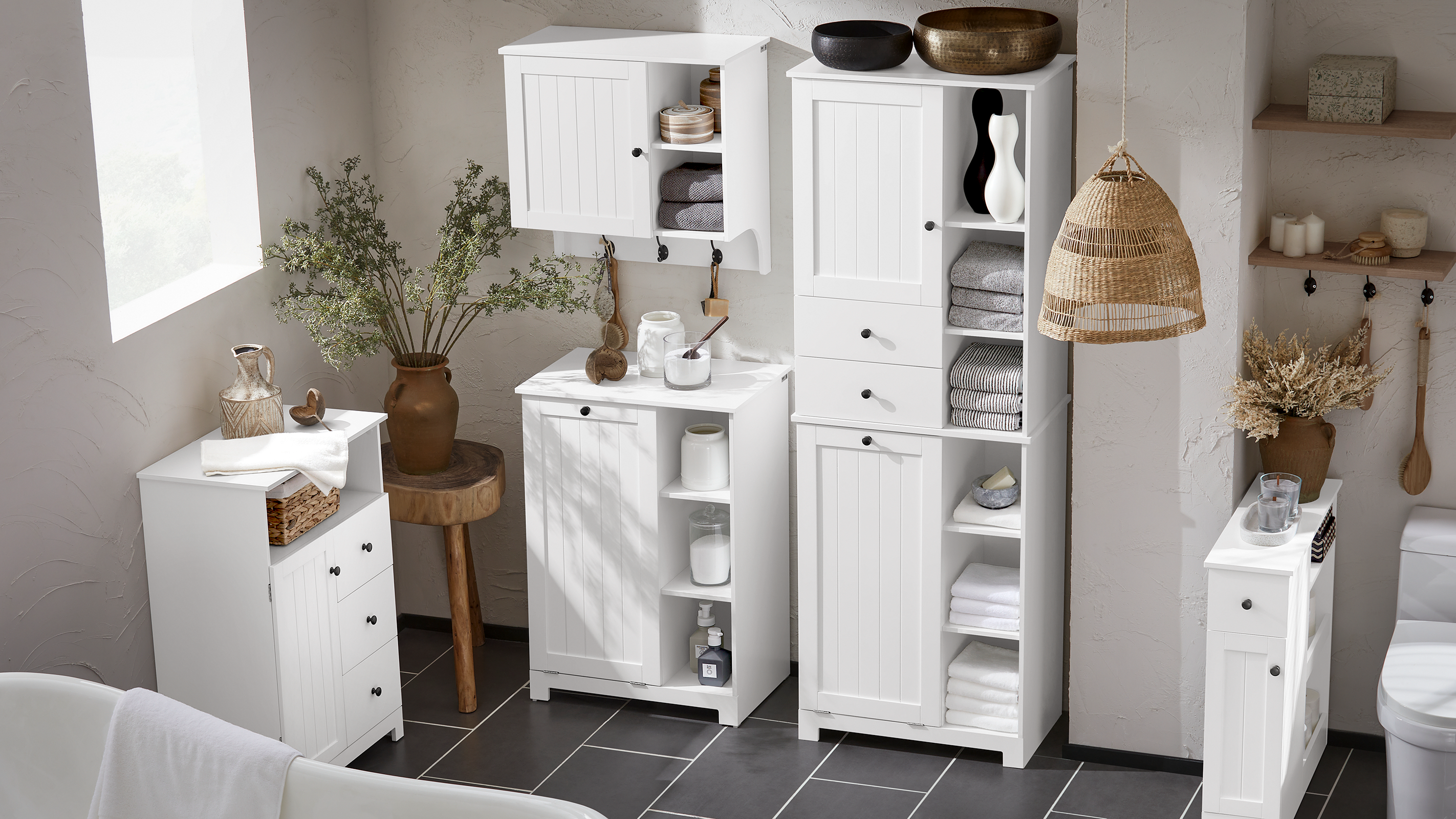 SoBuy | Armadio portabiancheria con sacco | Portabiancheria | Bianco | BZR105-W