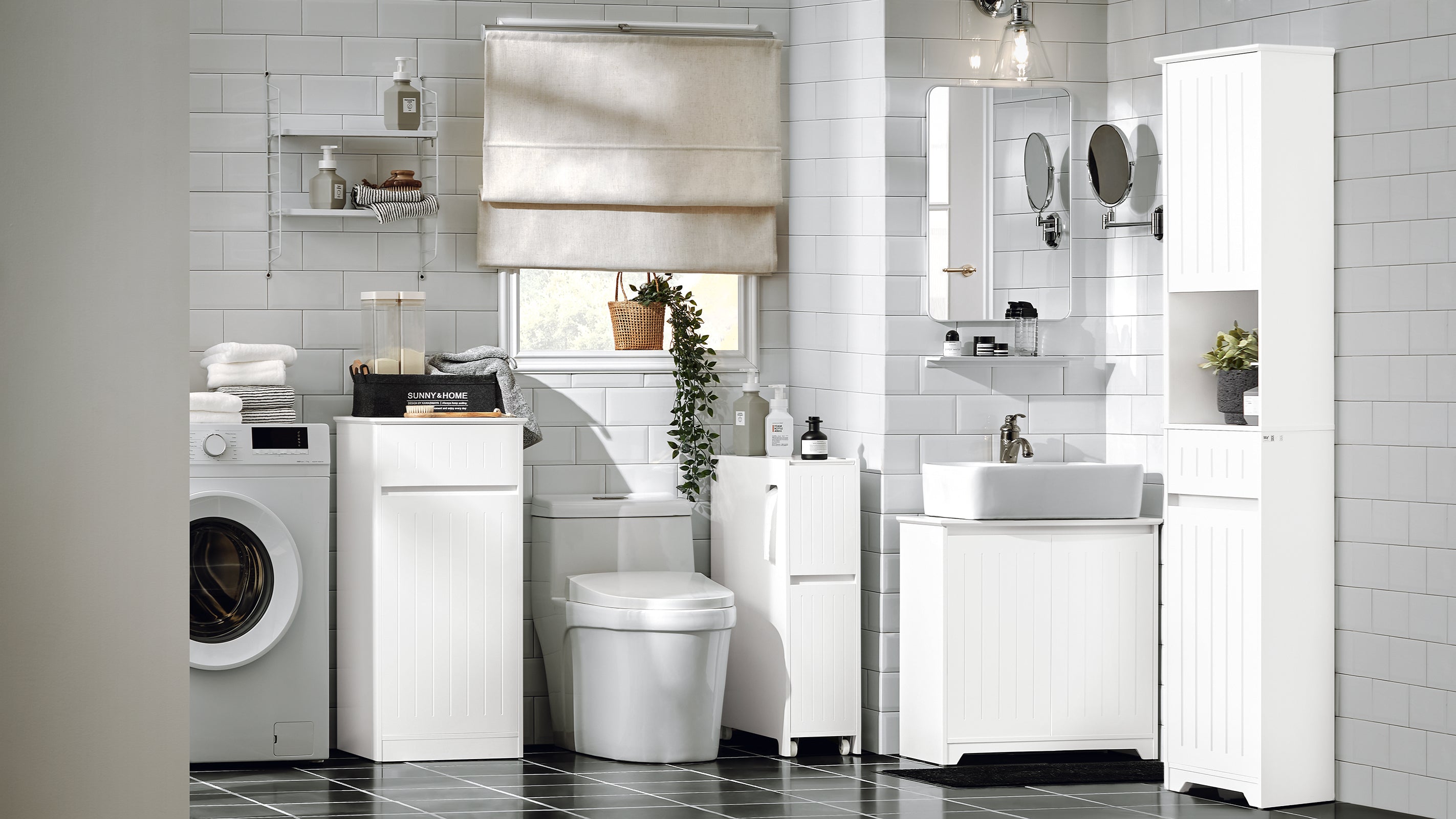 SoBuy | Meuble-lavabo | Armoire de salle de bain | Lavabo | Blanc | BZR108-W