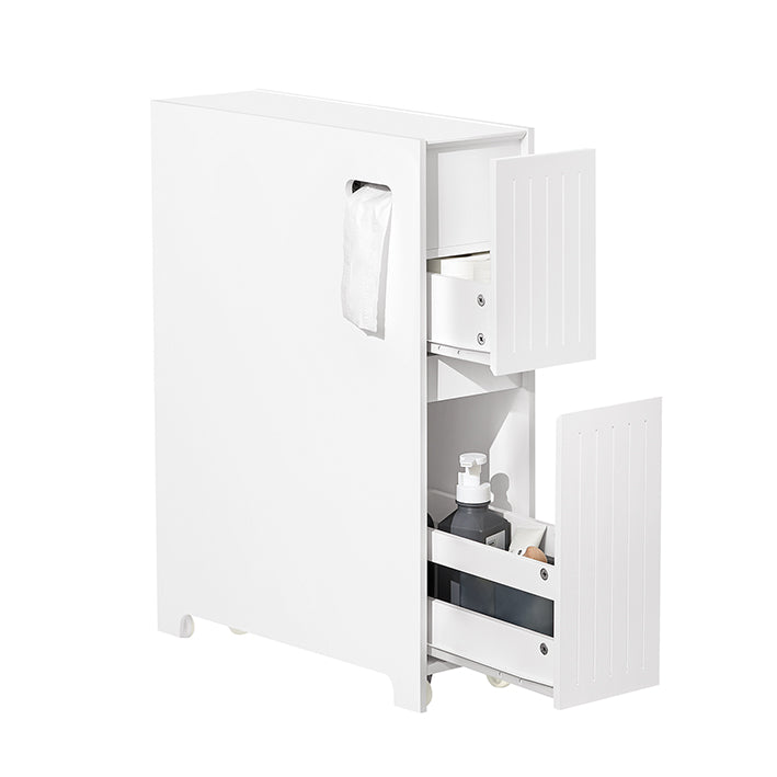 SoBuy | Étagère de niche | Meuble de cuisine | Desserte à roulettes | Meuble de salle de bain | Blanc | BZR111-W