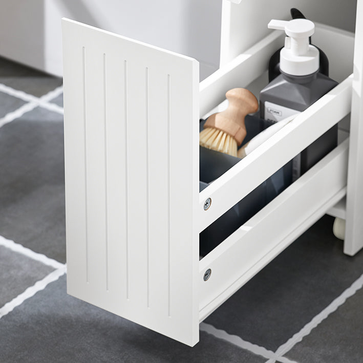 SoBuy | Étagère de niche | Meuble de cuisine | Desserte à roulettes | Meuble de salle de bain | Blanc | BZR111-W