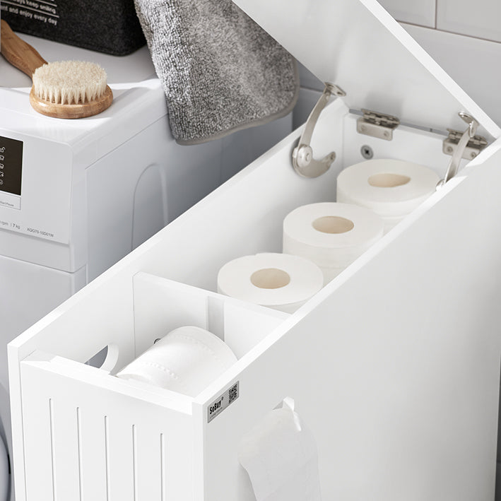SoBuy | Étagère de niche | Meuble de cuisine | Desserte à roulettes | Meuble de salle de bain | Blanc | BZR111-W