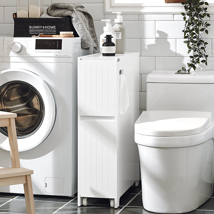 SoBuy | Étagère de niche | Étagère de cuisine | Chariot à roulettes | Meubles de salle de bain | Blanc | BZR111-W