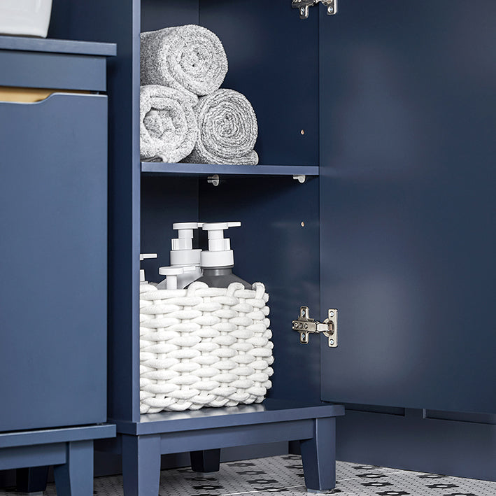SoBuy | Armadietto alto | Mobiletto bagno | Scaffale bagno | Blu | BZR112-B
