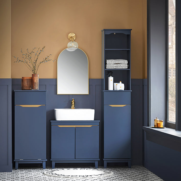 SoBuy | Armoire haute | Meuble de salle de bain | Étagère de salle de bain | Bleu | BZR112-B