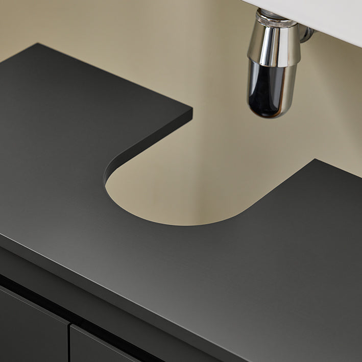 SoBuy | Waschbeckenunterschrank | Badschrank | Waschtisch | Dunkelgrau | BZR113-DG