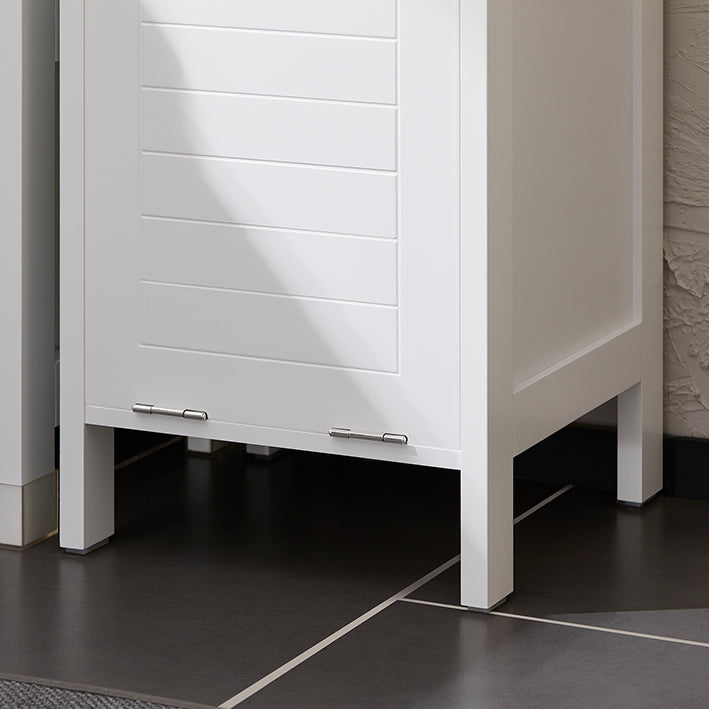 SoBuy | Armadietto alto con sacco portabiancheria | Armadietto da bagno | Mobile portabiancheria | Scaffale da bagno | Bianco | BZR123-W