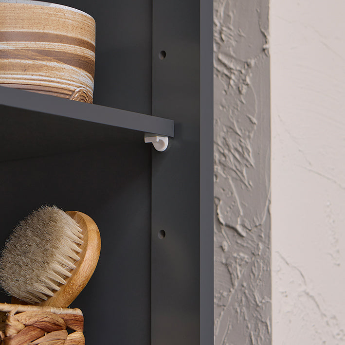 SoBuy | Armoire haute avec sac à linge pliable | Placard à linge étroit | Étagère de salle de bain | Gris foncé | BZR124-DG