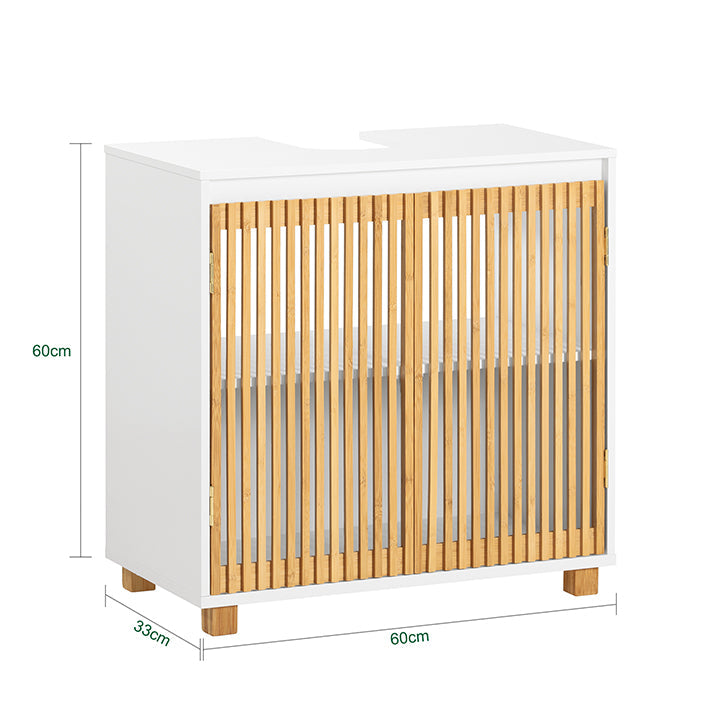 SoBuy | Mobile sottolavabo | Mobile bagno | Lavabo | Bianco-Naturale | BZR125-W