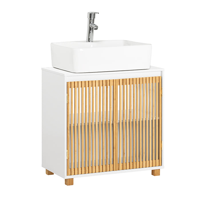 SoBuy | Mobile sottolavabo | Mobile bagno | Lavabo | Bianco-Naturale | BZR125-W