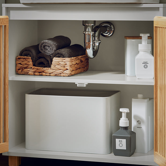 SoBuy | Mobile sottolavabo | Mobile bagno | Lavabo | Bianco-Naturale | BZR125-W