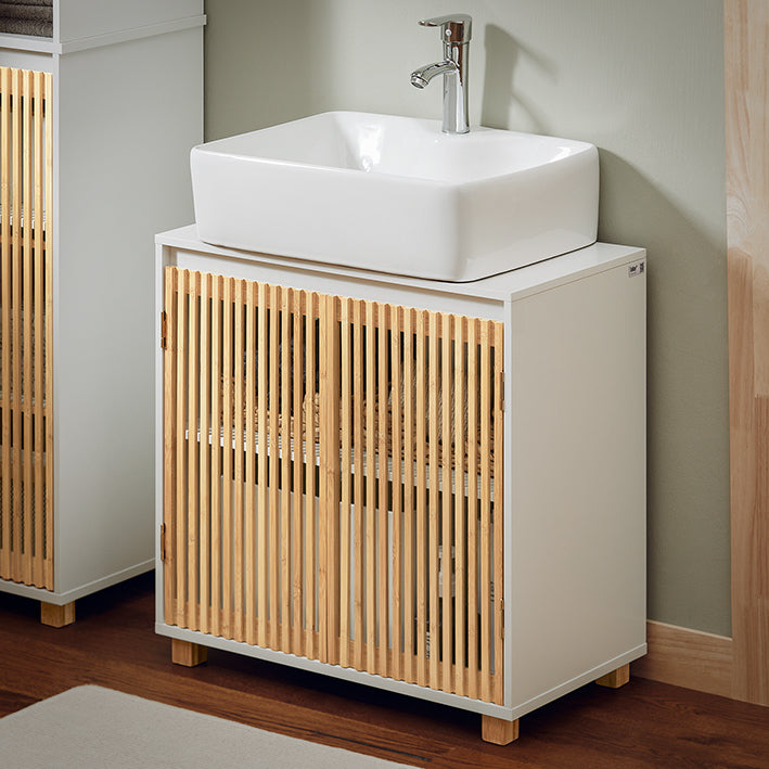 SoBuy | Meuble-lavabo | Armoire de salle de bain | Lavabo | Blanc naturel | BZR125-W