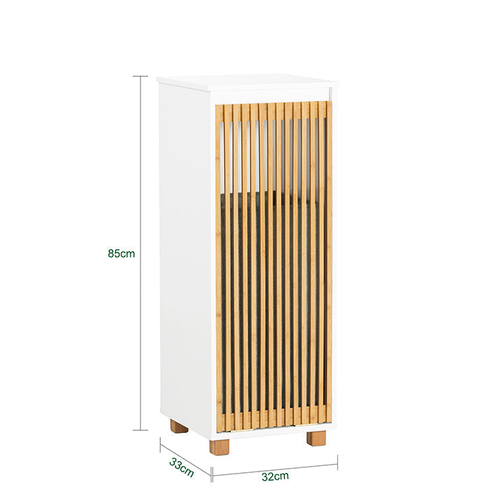 SoBuy | Armadietto da bagno con sacco per la biancheria a scomparsa | Portabiancheria | Mobiletto da bagno | Bianco-Naturale | BZR126-W