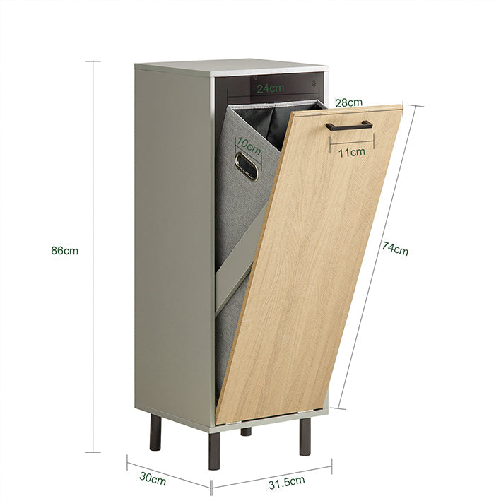 SoBuy | Mobile lavanderia con sacco portabiancheria estraibile | Cesto portabiancheria | Mobiletto per bagno | Grigio naturale | BZR132-NG