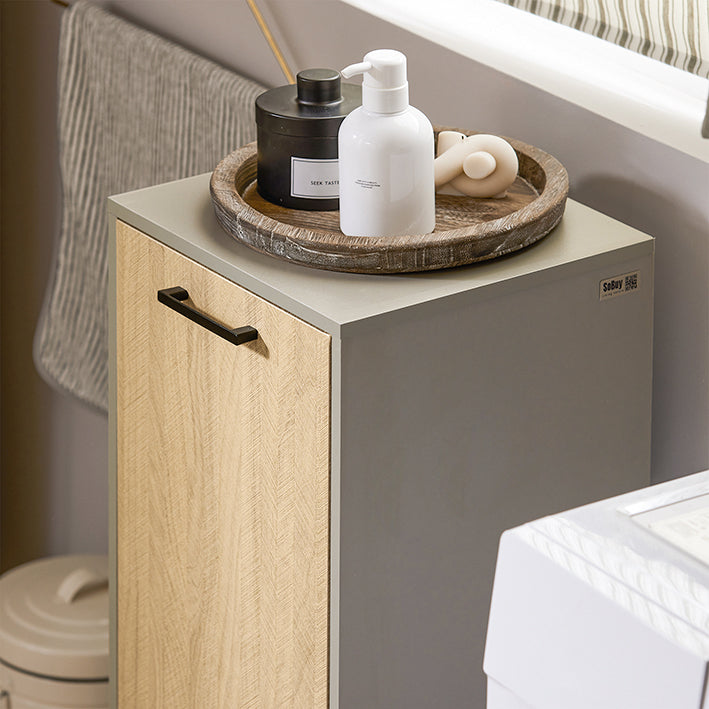 SoBuy | Mobile lavanderia con sacco portabiancheria estraibile | Cesto portabiancheria | Mobiletto per bagno | Grigio naturale | BZR132-NG