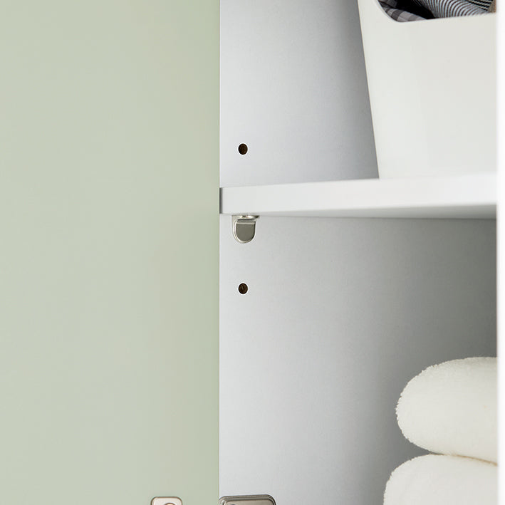 SoBuy | Armoire haute avec sac à linge pliable | Étagère de salle de bain | Armoire à linge étroite | Blanc-vert | BZR137-GR