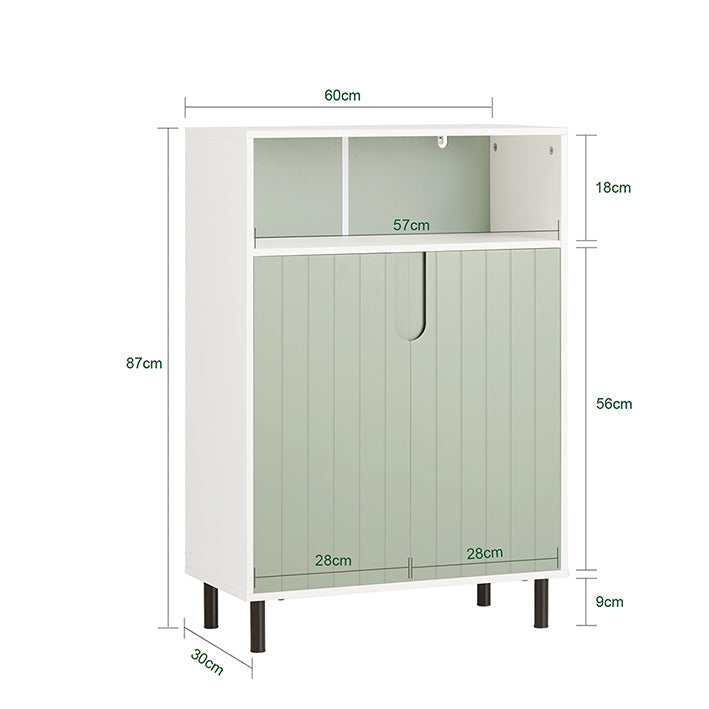 SoBuy | Mobiletto bagno con 2 ante | Mobiletto da bagno | Credenza | Mobiletto da corridoio | Bianco-Verde | BZR138-GR